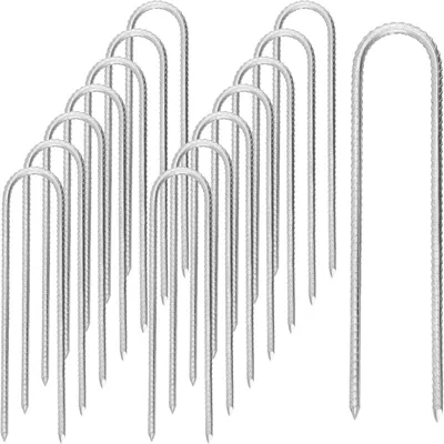 Imagen del producto de Anclaje de tierra en forma de U, 30 cm, 15 unidades, para jardín y camping