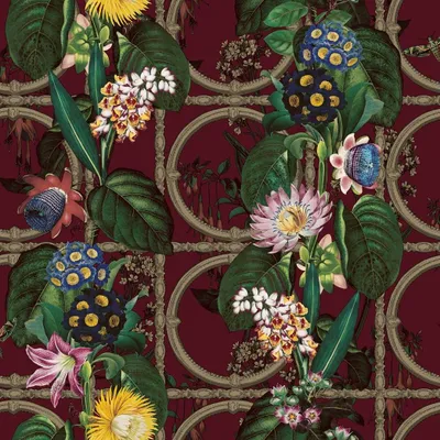 Image de Holden Décor - Papier peint floral « Alata » AG4178 (10 m x 53 cm) (bordeaux)