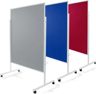 Produktbild von Einteilige Moderationstafel mit Rollen Doppelseitig Filz 120 x 150 cm, Grau