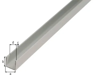 Produktbild von U-Profil Alu silber eloxiert 15x10x1,5 mm, 2 m