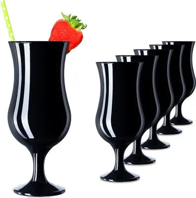 Produktbild von PLATINUX Schwarze Cocktailgläser 400ml (max. 470ml) aus Glas Set (6-Teilig) Longdrinkgläser Partygläser Milkshake Glas