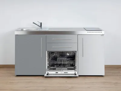 Produktbild von Stengel Miniküche MPGS 170 Edelstahl mit Kühlschrank und Geschirrspüler