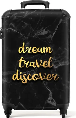 Produktbild von NoBoringSuitcases.com® Kufry Příruční kufr na kolečkách Malý cestovní kufr na kolečkách se 4 kolečky - Text - Cestovní - Zlatý - Mramor - - Příruční velikost < 55x40x23 cm a 55x40x20 cm - Foto kufr - Příruční kufr - Palubní zavazadlo Příruční kufr 55x35x20 cm, 36L,