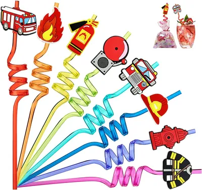 Productafbeelding van Brandweerverjaardagsfeestdecoratie - Set van 16 - Cadeautje voor kinderverjaardag - Brandweerman kinderverjaardagsdecoratie