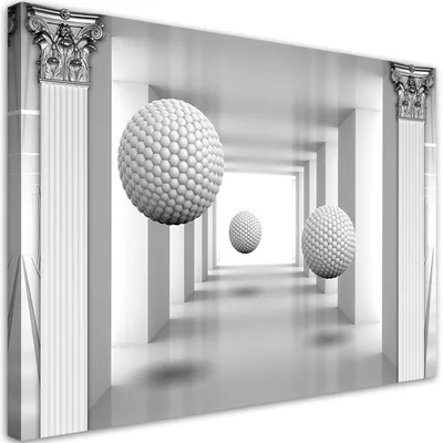 Produktbild von Leinwandbild Kugeln in 3D-Geometrietunnel 120x80 Feeby Weiß bild für die wand bereit zum aufhängen