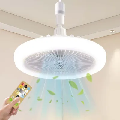 Immagine prodotto di Ventilatore a soffitto con illuminazione E27 - 3 velocità e luce dimmerabile - Bianco