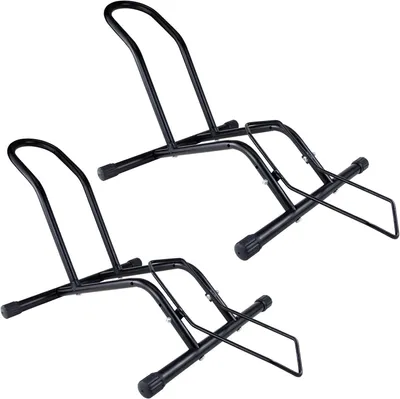 Zdjęcie produktu dla Stojak na rower wolnostojący, czarna stal, do 29 cali i 6.5 cm szerokość opony, do roweru górskiego
