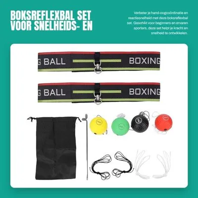 Produktbild von Dailygoods - Reaktionsball-Set - Boxball mit verstellbarem Stirnband - Reaktionsball-Set für Anfänger - Verbesserung der Reaktionsgeschwindigkeit - Training der Hand-Augen-Koordination - Geeignet für den Heimgebrauch - Reflexball