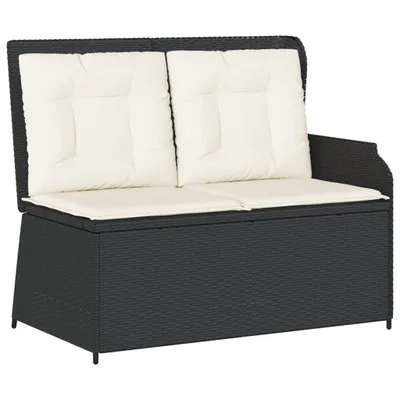 Produktbild von vidaXL Gartenbank Verstellbar mit Kissen Schwarz Poly Rattan
