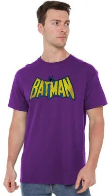 Image de T-shirt "Classique" Batman, pour hommes et femmes, coupe unie, aspect usé, référence TV40928 (XXL) (violet)