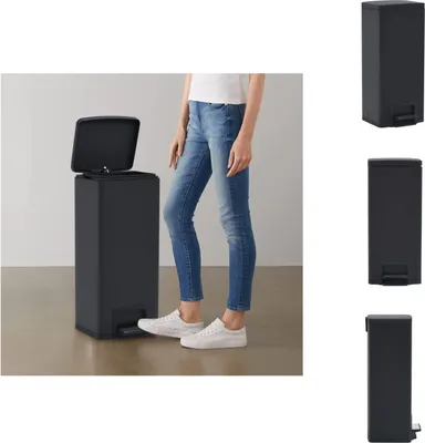 Produktbild von vidaXL Mülleimer mit Pedal Anti-Fingerabdruck 30 L Schwarz Edelstahl -  Mülltonnen & Abfalleimer