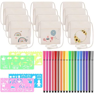 Immagine prodotto di Sacchetti di stoffa colorati per bambini, ideali per attività artistiche e manuali. Colore: beige. Quantità: 12