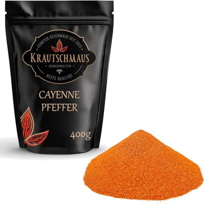 Produktbild von 400g Cayennepfeffer gemahlen von Krautschmaus, Cayenne Pfeffer, Chilipfeffer  ohne Zusatzstoffe