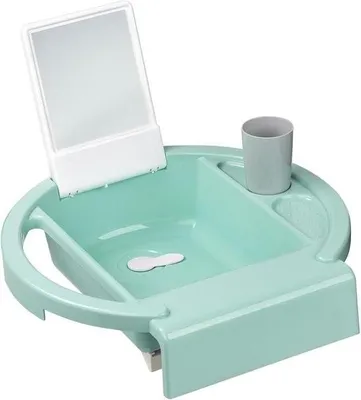 Produktbild von Kiddy Wash – Mintgrün – Kinderwaschbecken zur Montage am Badewannenrand, 387 x 382 x 10 cm