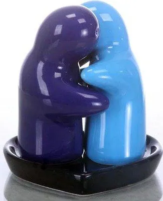 Salz- und Pfefferstreuer-Set, Keramik, 3 Stück, blau