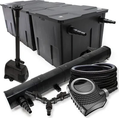 Image de SunSun Kit complet: CBF-350C Filtre de bassin jusqu'à 90000 L, NEO10000 pompe de filtration 10000l/h 80W, CUV-272 lampe uv 72W, 25m Tuyau 25 mm, HJ-943 fontaine 800l/h 16W, Y-distributeur