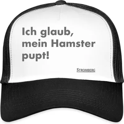 Produktbild von Spreadshirt Stromberg Zitat Ich Glaub, Mein Hamster Pupt Trucker Cap, One size, Weiß/Schwarz