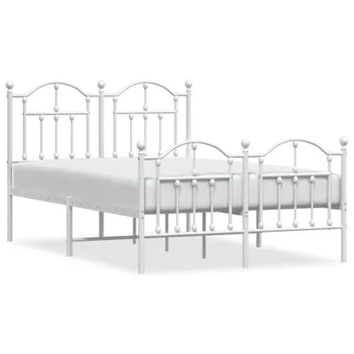Zdjęcie produktu dla Metalowa Rama Łóżka Z Wezgłowiem I Zanóżkiem, Biała, 120X200 Cm Lumarko!