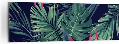 Produktbild von Bild auf Leinwand - Leinwandbild - Einteilig - Exotisch Blumen Blätter - 160x50cm - Wand Bild - Wanddeko - Wandbilder - Leinwanddruck - Bilder - Wanddekoration - Leinwand bilder - AB160x50-4308
