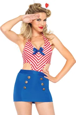 Produktbild von Pin-up Matrosin Kostüm - Damen Kostüm für Fasching Größe: S-M