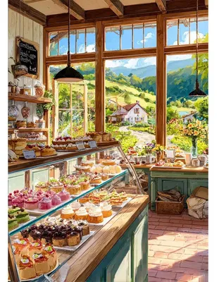 Image de Kit de peinture diamant 5D, motif "Dessertladen", dimensions 30x40 cm, référence LEL029