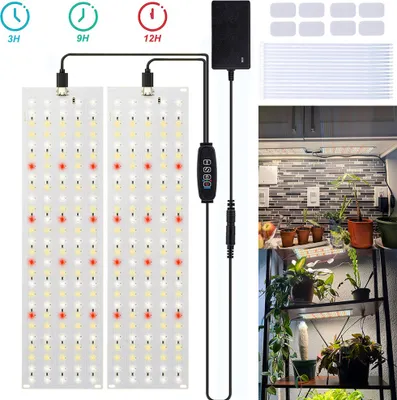 Produktbild von 2er Dimmbar 20W 135LEDs Vollspektrum Pflanzenlampe, Wachstumslampen mit Timer, Grow Lampe für Zimmerpflanzen Pflanzenlicht