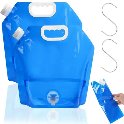 Produktbild von Faltkanister Wasserkanister Trinkwasserkanister - 5 Liter - Mit Hahn - Set aus 2 Stück - Für Outdoor und Camping