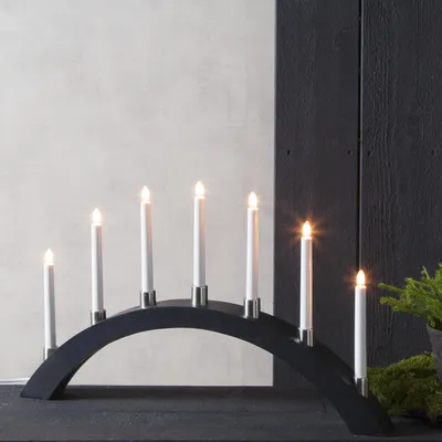 Produktbild von Best Season LED-Fensterleuchter "Tall-Bow" 7flammig Material: Holz/Metall, Farbe schwarz, ca.40x67 cm, 260-60