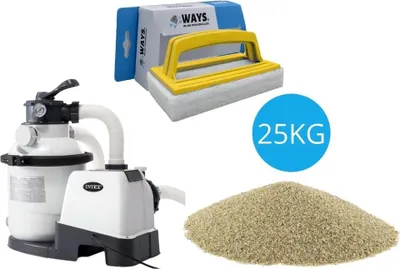 Produktbild von Intex - Sandfilterpumpe 5700 L/u & Filtersand 25 kg & WAYS Scheuerbürste