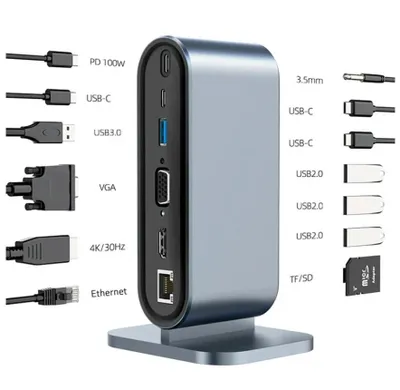 Produktbild von USB C 3.0 HUB Typ C zu Multi 4K HDMI Monitor Video Konverter Netzteil Dockingstation