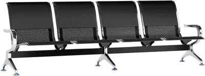 Produktbild von CLP Wartebank Airport Kunstlederbezug stabil aus Metall mit Rückenlehne schwarz/schwarz Größe 4-Sitzer