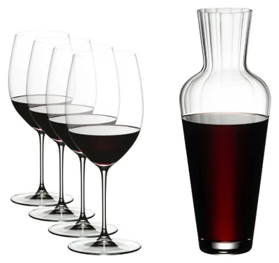 Produktbild von Riedel Veritas Cabernet/Merlot Gläser und Mosel Dekanter (5-teilig)