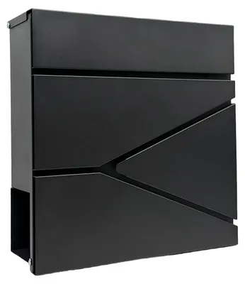 Productafbeelding van Relaxdays brievenbussen met vak voor kranten, hoogte x breedte x diepte: 37 x 37 x 11 cm, geschikt voor DIN C4 formaat, weerbestendig, met 4 sleutels, zwarte postbus, AI-gegenereerde afbeelding
