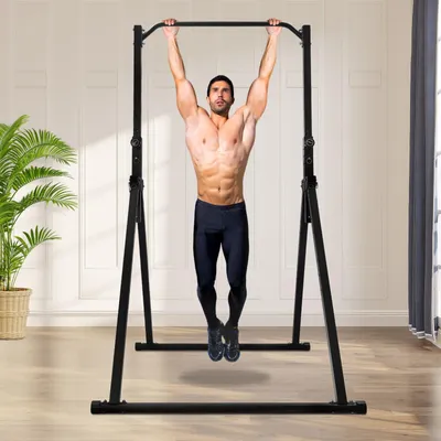 Image de Barre de traction – Barre de musculation – Station de musculation – Structure de fitness – Pliable – Réglable – Acier noir