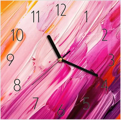 Produktbild von Wanduhr aus Glas mit Motiv Pinselstriche- 30 x 30 cm - inkl. Aufhängesystem