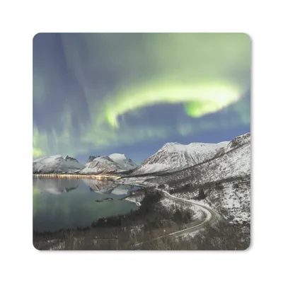 Produktbild von MuchoWow® Mauspad Mousepad Nordlichter - Meer - Berge 20x20 cm - Mousepads - Maus Mat - Pad - Mausunterlage - Desk Mat - Bureauartikeln