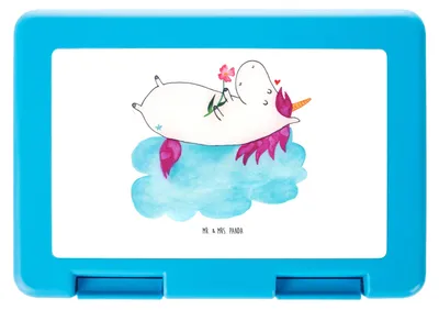 Produktbild von Mr. & Mrs. Panda Pausendose Einhorn Verliebt - Weiß - Geschenk, Brot Aufbewahrungsbox, Bento Box, Lunchbox, Snackdose, Bentobox, Einhörner, Unicorn, Wolke, Freundin
