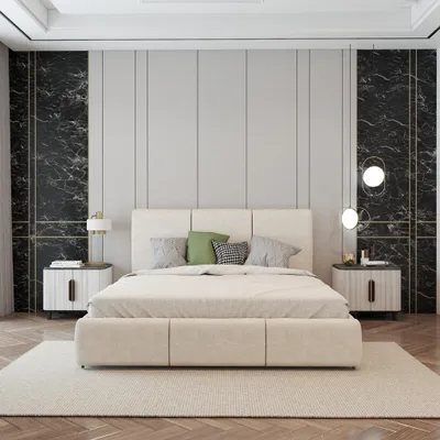 Obrázek produktu pro Čalouněná postel Alia 160×200 cm, bez matrace, látkový potah, béžová Perfect Harmony 02