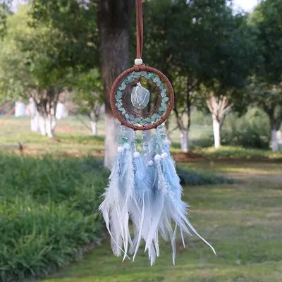 Immagine prodotto di Specchietto retrovisore per auto, decorazione per interni con piume e cristalli