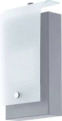 A modern, rectangular wall light with a frosted glass diffuser.