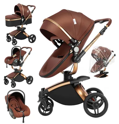 Image de Poussette, transport de bébé, fonctionnalité 3-en-1, structure compacte et pliable, HR003-orange-T