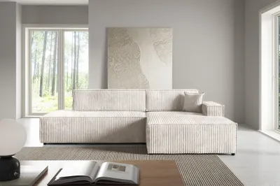 Produktbild von Masseno Ecksofa TESSO L-S mit Schlaffunktion L-Form, Sofa mit Bettkasten, Wohnzimmersofa, Couch, Soffa, Bettsofa, Couchgarnitur- Creme, TILIA 01