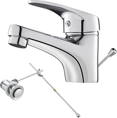 Zdjęcie produktu dla Bateria umywalkowa Ibzoa® Chrom z wysuwaną wylewką, jednouchwytowa, wylewka o długości 112 mm, oszczędzająca wodę, wykonana z cynkowej stali, z ceramiczną głowicą, węże przyłączeniowe o długości 38 cali (50 cm)