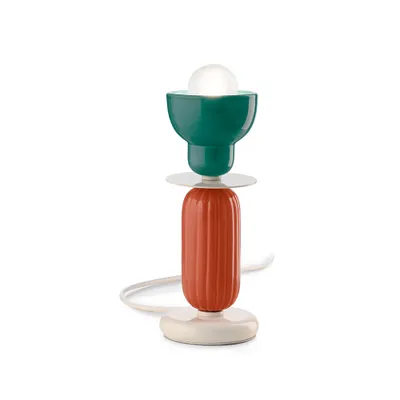 Produktbild von Vintage Deco Berimbau Eisen Keramik Türkis und Orange Pokè 1 Licht E27