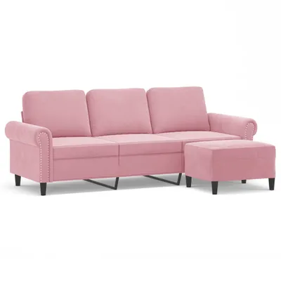 Immagine prodotto di vidaXL Divano a 3 posti con poggiapiedi rosa 180 cm in velluto