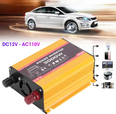 Productafbeelding van Omvormer voor auto, 3000 W, dubbele USB-poort, omvormer met gemodificeerde sinusgolf (DC 12V, AC 110V)