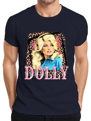 Productafbeelding van Dolly Parton, landelijke muzieklegende, westernzangeres, Leo Cowgirl, heren T-shirt, marineblauw, maat M