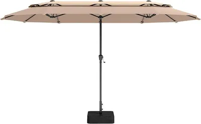 Imagen del producto de Sombrilla rectangular con soporte, 380x200 cm. Sombrilla doble con manivela y protección UV, ideal para terraza y jardín