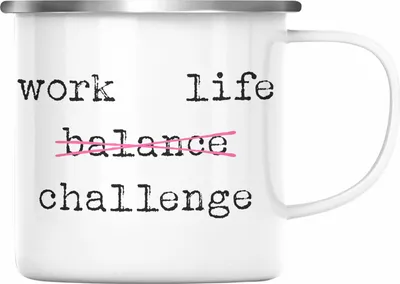 Produktbild von Trendation - Work Life Challange Emaille Tasse mit Spruch Frauen Frau Geschenk Büro Arbeit Kollegin Kollege Geschenk (Silber)