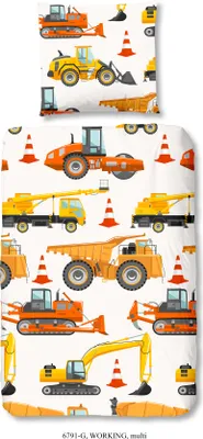 Produktbild von Good Morning Kinder-Bettwäsche-Set Working 135×200 cm